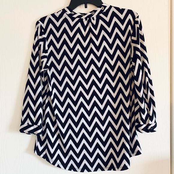 Cato Black and White Chevron Blouse - Picture 2 of 4